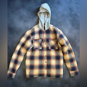 Men’s Wrangler Red Logo Hooded Plaid Jacket